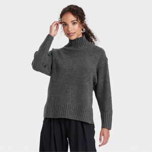 Target A New Day Women's Mock Turtleneck Knit Pullover Sweater Charcoal size XS